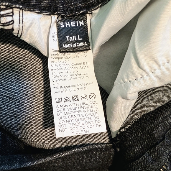 SHEIN Distressed Black Denim High Waist Shorts Tall Large - Picture 4 of 4